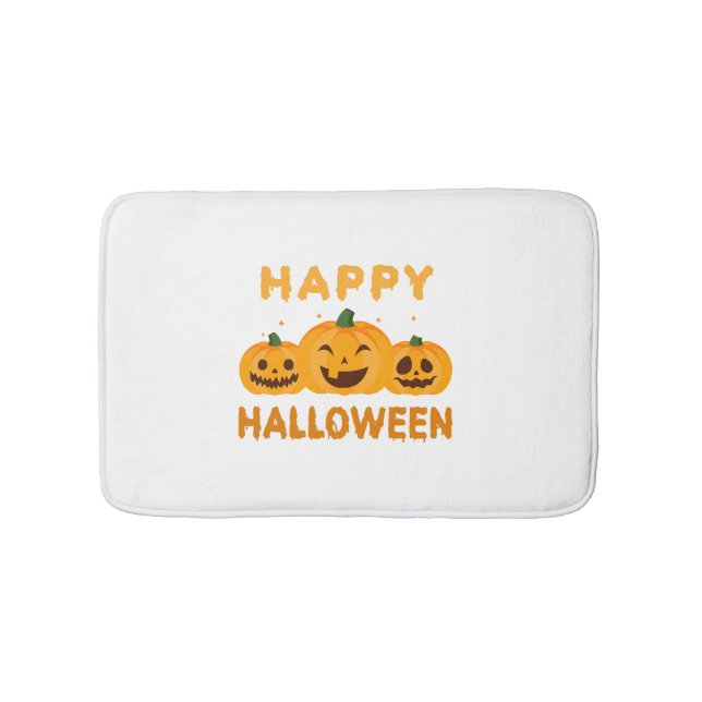 Funny Halloween Happy Halloween Pumpkins Bath Mat (Front)