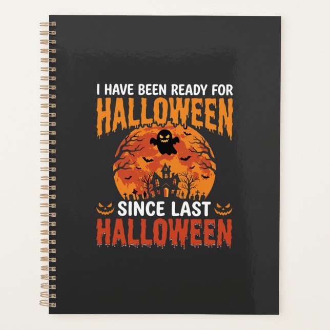 Funny Halloween Haunted House Ghost Moon Design Planner (Front)