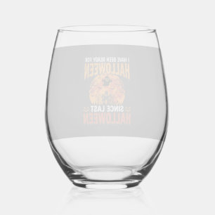 Funny Halloween Haunted House Ghost Moon Design Stemless Wine Glass