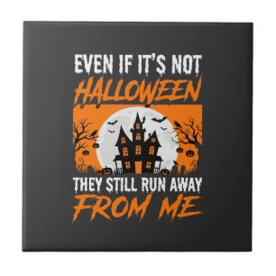 Funny Halloween Haunted House Quote Graphic Ceramic Tile