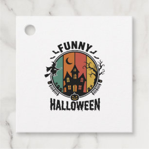 Funny Halloween Haunted House Vintage Vector Desig Favour Tags