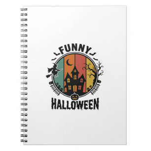 Funny Halloween Haunted House Vintage Vector Desig Notebook