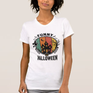Funny Halloween Haunted House Vintage Vector Desig T-Shirt