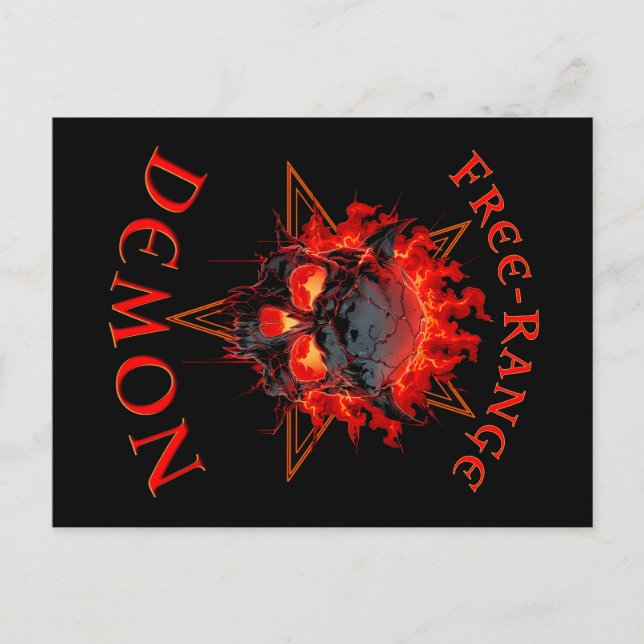 Funny Halloween Hell Demon Skull - Gothic Horror Postcard (Front)