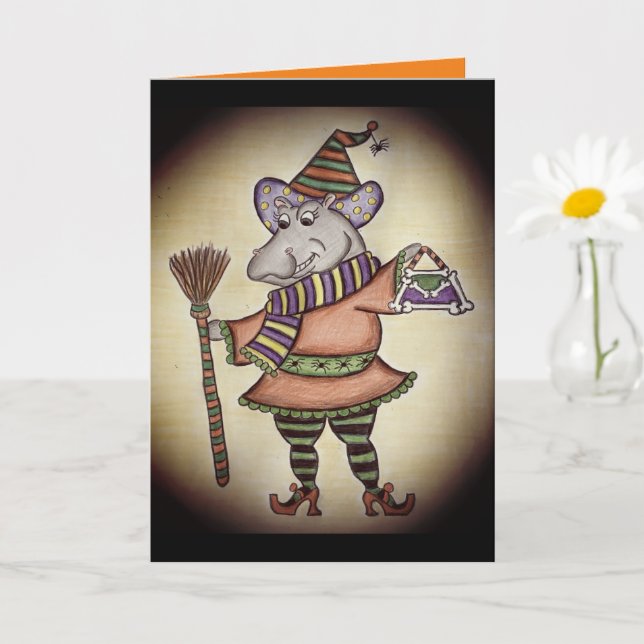Funny Halloween Hippo Card (Small Plant)