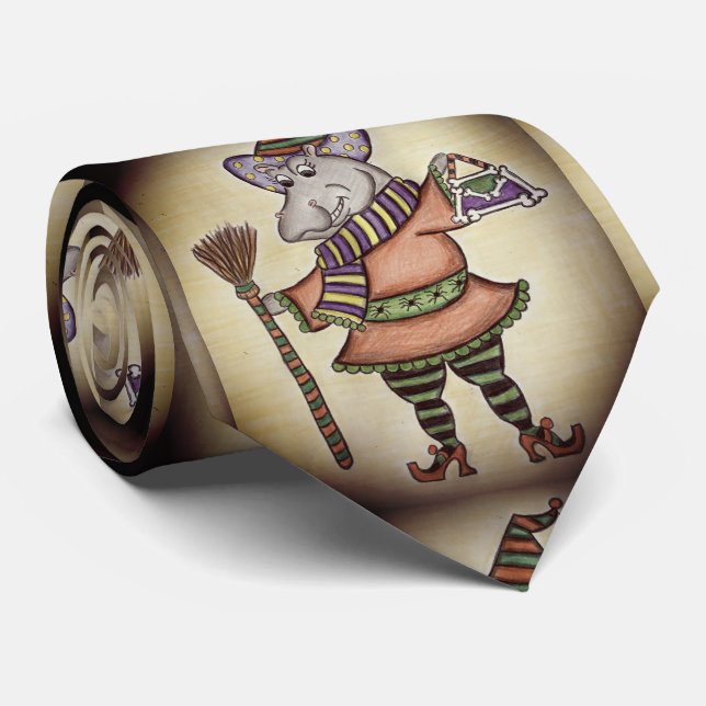 Funny Halloween Hippo Tie (Rolled)
