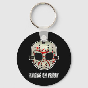 Funny Halloween Hockey Mask Waiting On Friday Key Ring