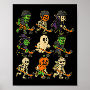 Funny Halloween Hockey Monsters Spooky Sports  Poster