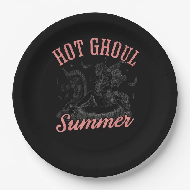  Funny Halloween Hot Ghoul Summer Summerween Paper Plate (Front)