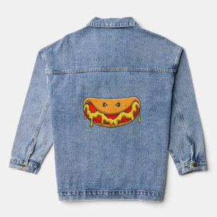 funny halloween hotdog monster spooky denim jacket