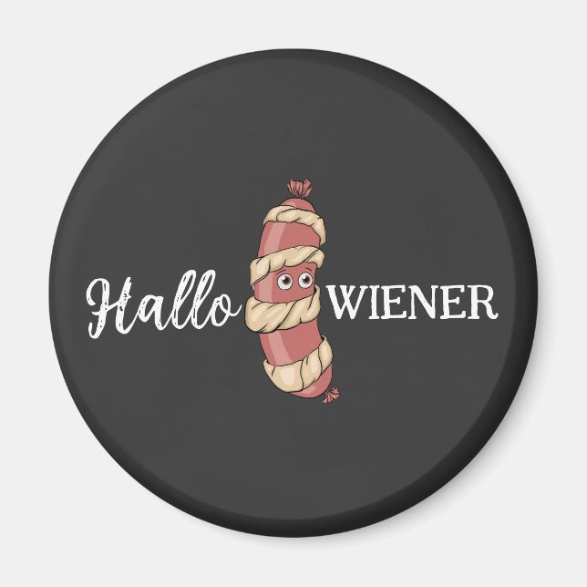 Funny Halloween Hotdog Mummy Hallowiener Pun Magnet (Front)