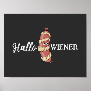 Funny Halloween Hotdog Mummy Hallowiener Pun  Poster