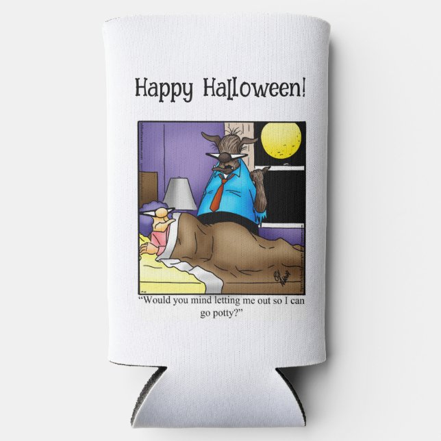 Funny Halloween Humour Can Cooler Gift (Front)