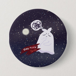 Funny Halloween Humour Overthinking Ghost 7.5 Cm Round Badge