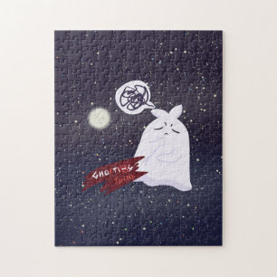 Funny Halloween Humour Overthinking Ghost Jigsaw Puzzle