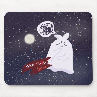 Funny Halloween Humour Overthinking Ghost Mouse Pad