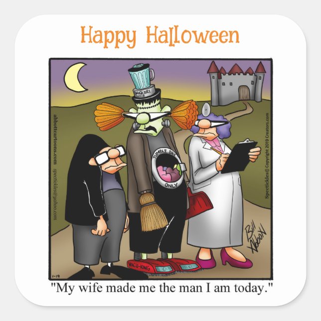 Funny Halloween Humour Square Stickers  (Front)