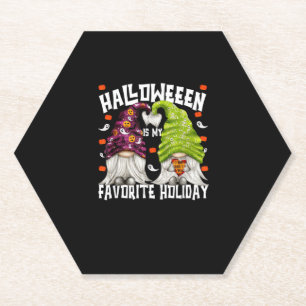 Funny Halloween Is My Favourite Holiday Gnome Hall Paper Coaster