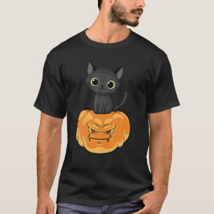 Funny Halloween Jack-O-Lantern Pumpkin Cat Full Mo T-Shirt