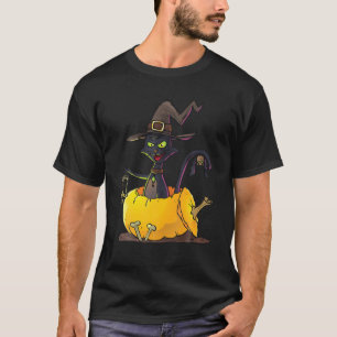 Funny Halloween Jack-O-Lantern Pumpkin Cat Full Mo T-Shirt