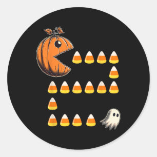 Funny Halloween Jack O Lantern Pumpkin Eating Cand Classic Round Sticker