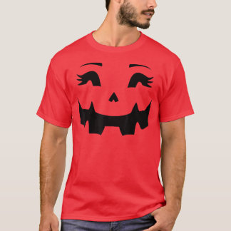 Funny Halloween JackOLantern Pumpkin Face Eyelashe T-Shirt