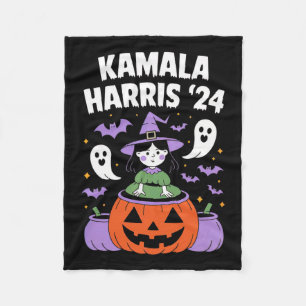 Funny Halloween Kamala Harris Pumpkin 2024 Fleece Blanket