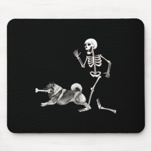 Funny Halloween Keeshond And Skeleton Mouse Pad