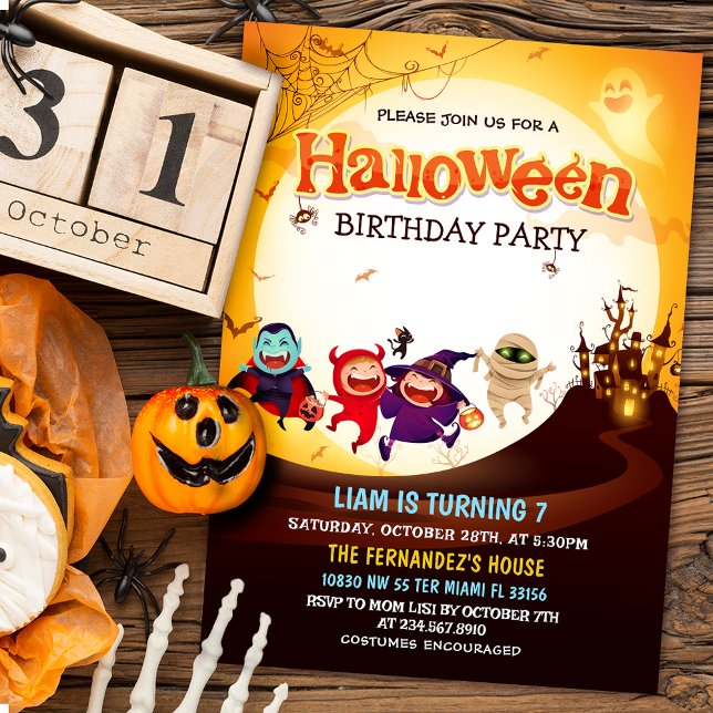 Funny Halloween Kids Birthday Costume Party Invitation (Creator Uploaded)