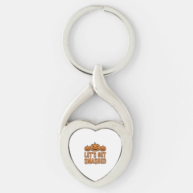 Funny Halloween Let’s Get Smashed Pumpkin Key Ring (Front)