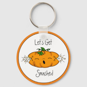 Funny Halloween Let's Get Smashed Pumpkin Key Ring