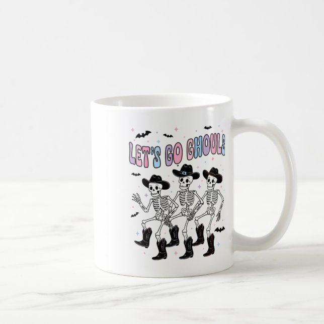 Funny Halloween Lets Go Ghouls Dancing Skeleton Gh Coffee Mug (Right)