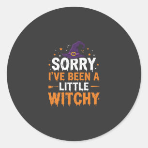 Funny Halloween Little Witchy Quote Design Classic Round Sticker