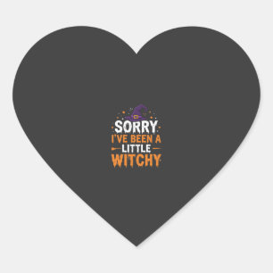 Funny Halloween Little Witchy Quote Design Heart Sticker