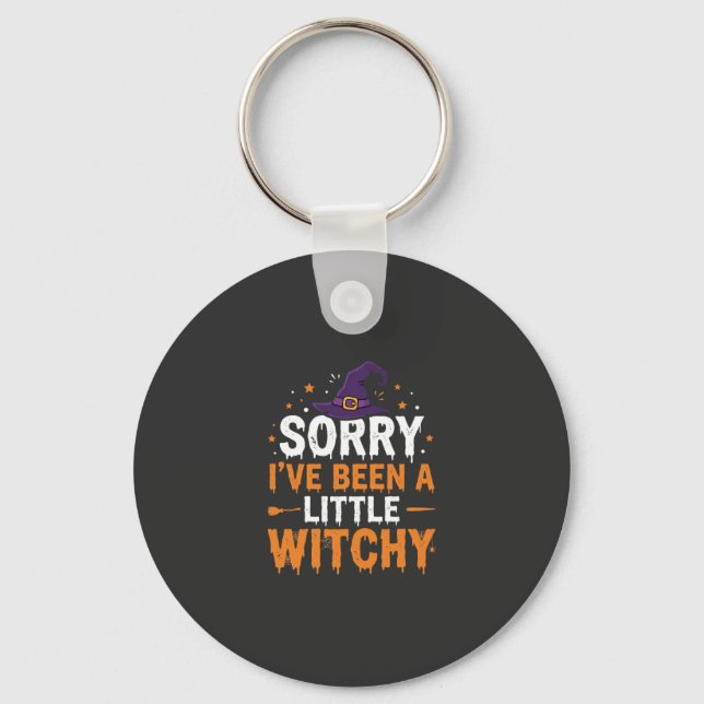 Funny Halloween Little Witchy Quote Design Key Ring (Front)