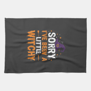 Funny Halloween Little Witchy Quote Design Tea Towel