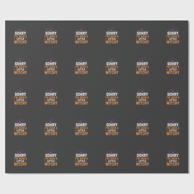 Funny Halloween Little Witchy Quote Design Wrapping Paper (Flat)