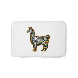 Funny Halloween Llama Skeleton Graphic - Bath Mat