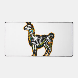 Funny Halloween Llama Skeleton Graphic - Desk Mat