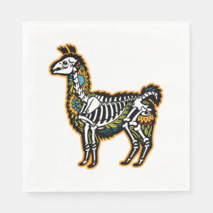 Funny Halloween Llama Skeleton Graphic - Napkin