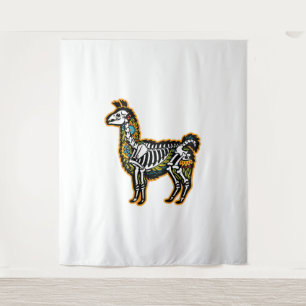 Funny Halloween Llama Skeleton Graphic - Tapestry
