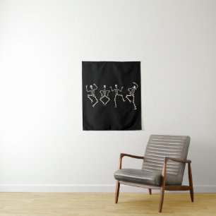 Funny Halloween Lover Dance with the Skeleton Tapestry