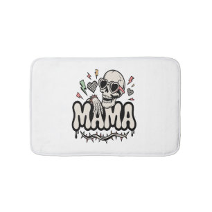 Funny Halloween Mama Cool Skull Bath Mat