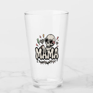 Funny Halloween Mama Cool Skull Glass