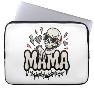 Funny Halloween Mama Cool Skull Laptop Sleeve