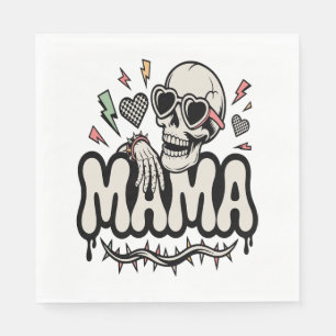Funny Halloween Mama Cool Skull Napkin