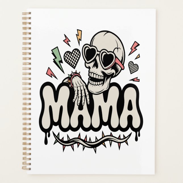 Funny Halloween Mama Cool Skull Planner (Front)