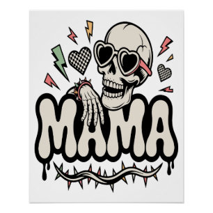 Funny Halloween Mama Cool Skull Poster