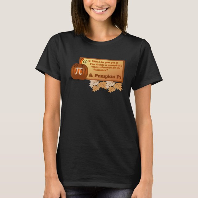 Funny Halloween Math Teacher Problem Pumpkin Pi T-Shirt (Front)