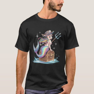 Funny Halloween Mermaid Pirate Cat Men Women Kids T-Shirt